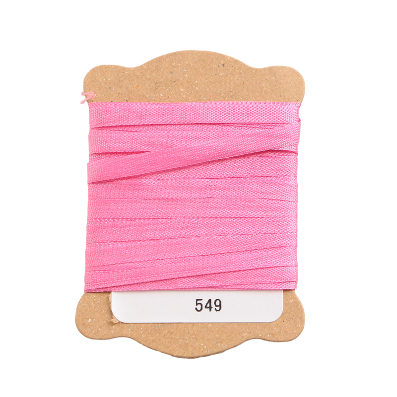 日本紐釦貿易 正絹 刺しゅうリボン 巾3.5mm×約5m巻 チェリーピンク KSR-549-5M 1袋（ご注文単位1袋）【直送品】