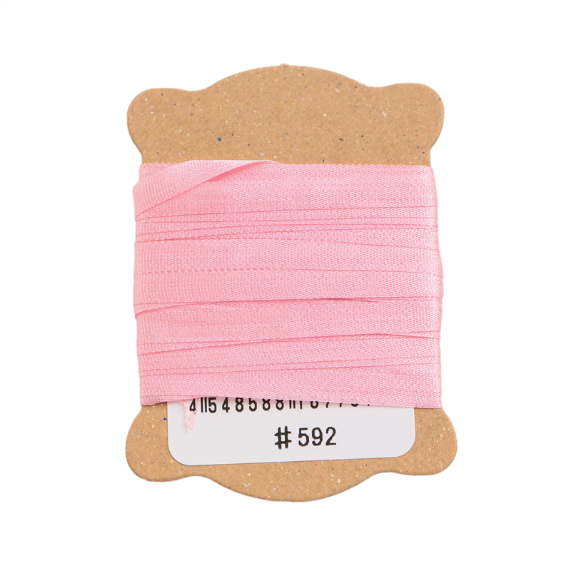 日本紐釦貿易 正絹 刺しゅうリボン 巾3.5mm×約5m巻 ピンク KSR-592-5M 1袋（ご注文単位1袋）【直送品】