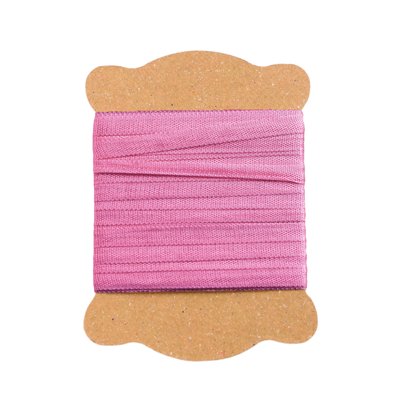 日本紐釦貿易 正絹 刺しゅうリボン 巾3.5mm×約5m巻 ローズピンク KSR-603-5M 1袋（ご注文単位1袋）【直送品】