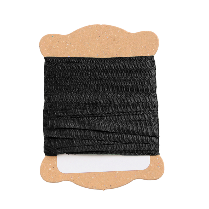 日本紐釦貿易 正絹 刺しゅうリボン 巾3.5mm×約5m巻 黒 KSR-657-5M 1袋（ご注文単位1袋）【直送品】