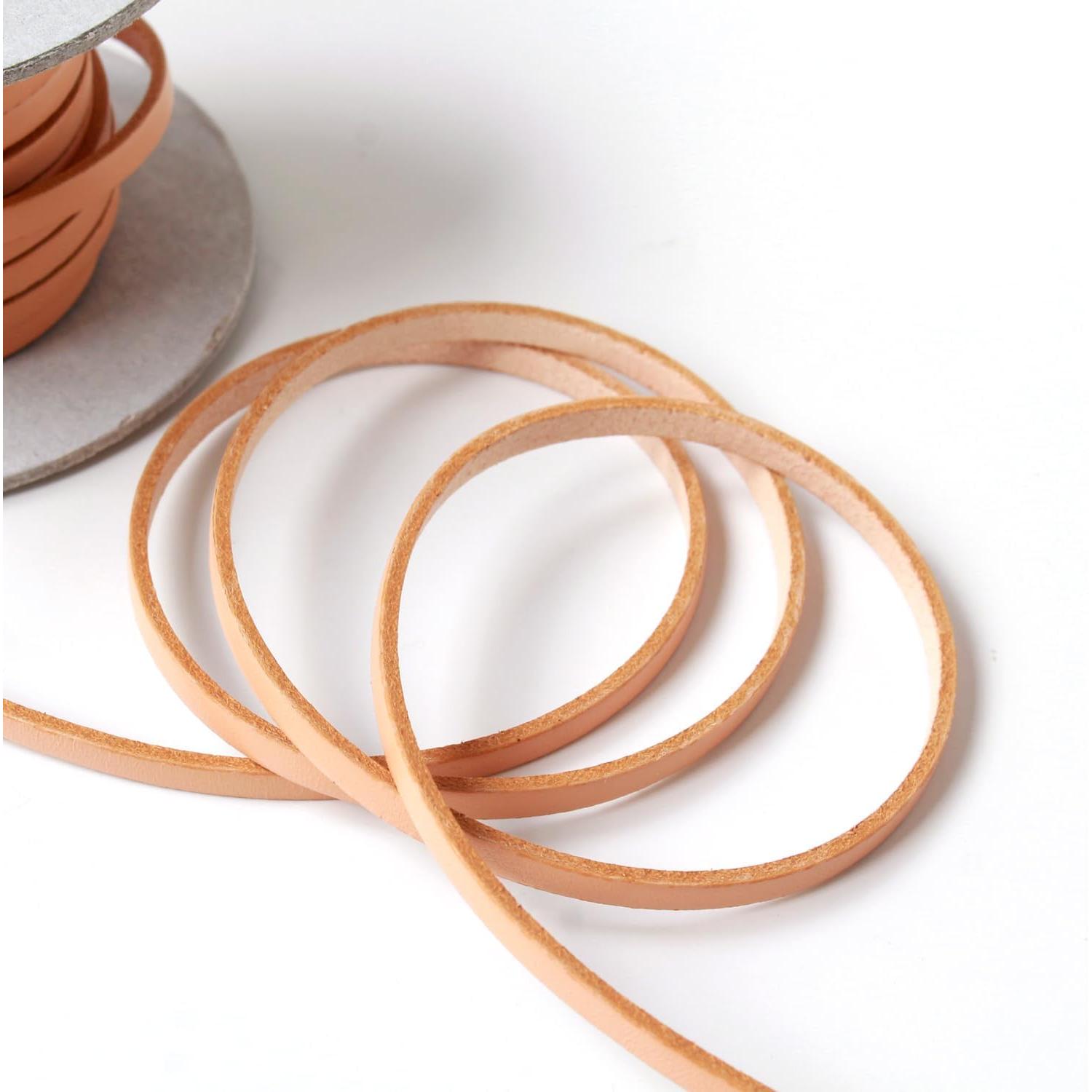 日本紐釦貿易 ヌメ革テープ 5mm巾 長さ10m巻 ナチュラル MTLS1005-11 （ご注文単位1巻）【直送品】