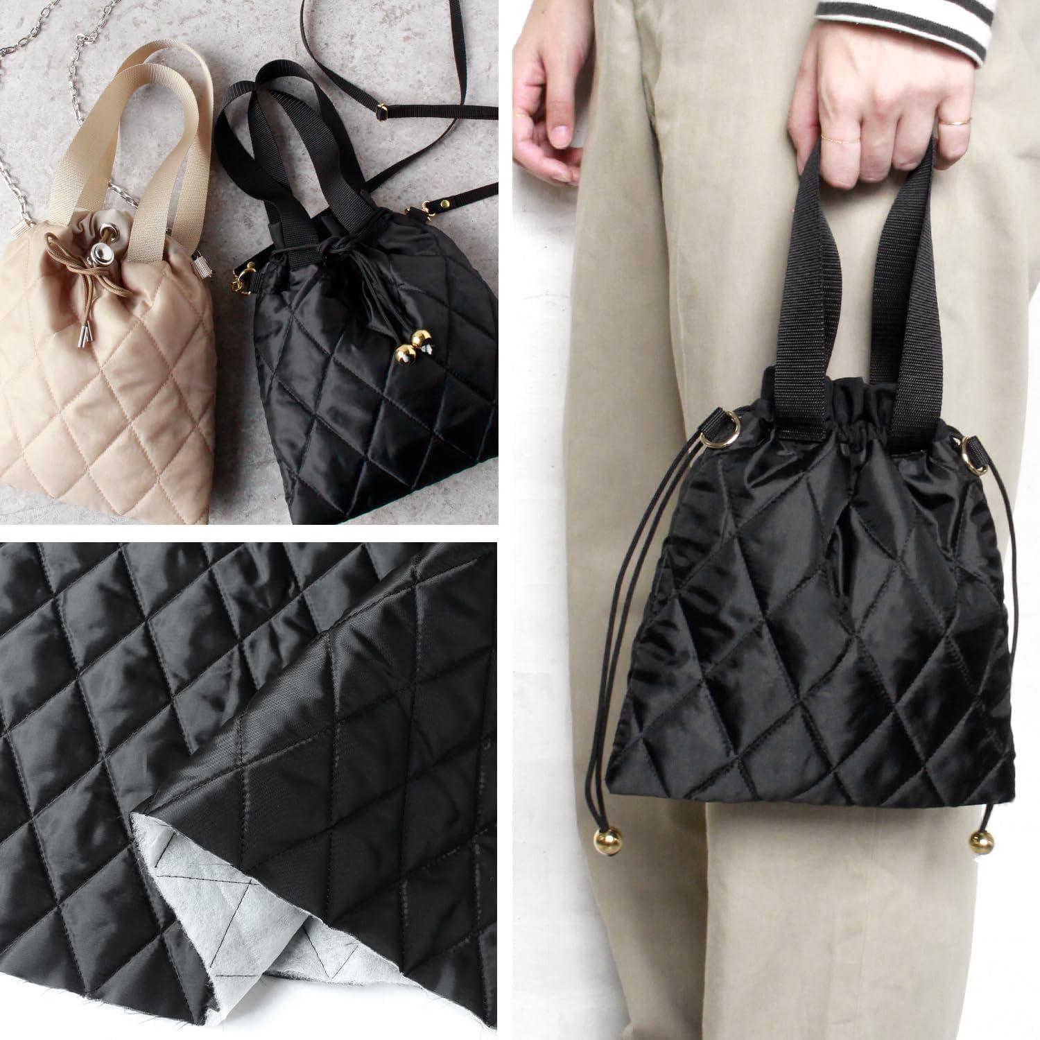 日本紐釦貿易 日本紐釦 巾着ショルダーバッグが作れるキットセット ブラックカラー ブラック 3SET-PSBSET-B （ご注文単位1セット）【直送品】