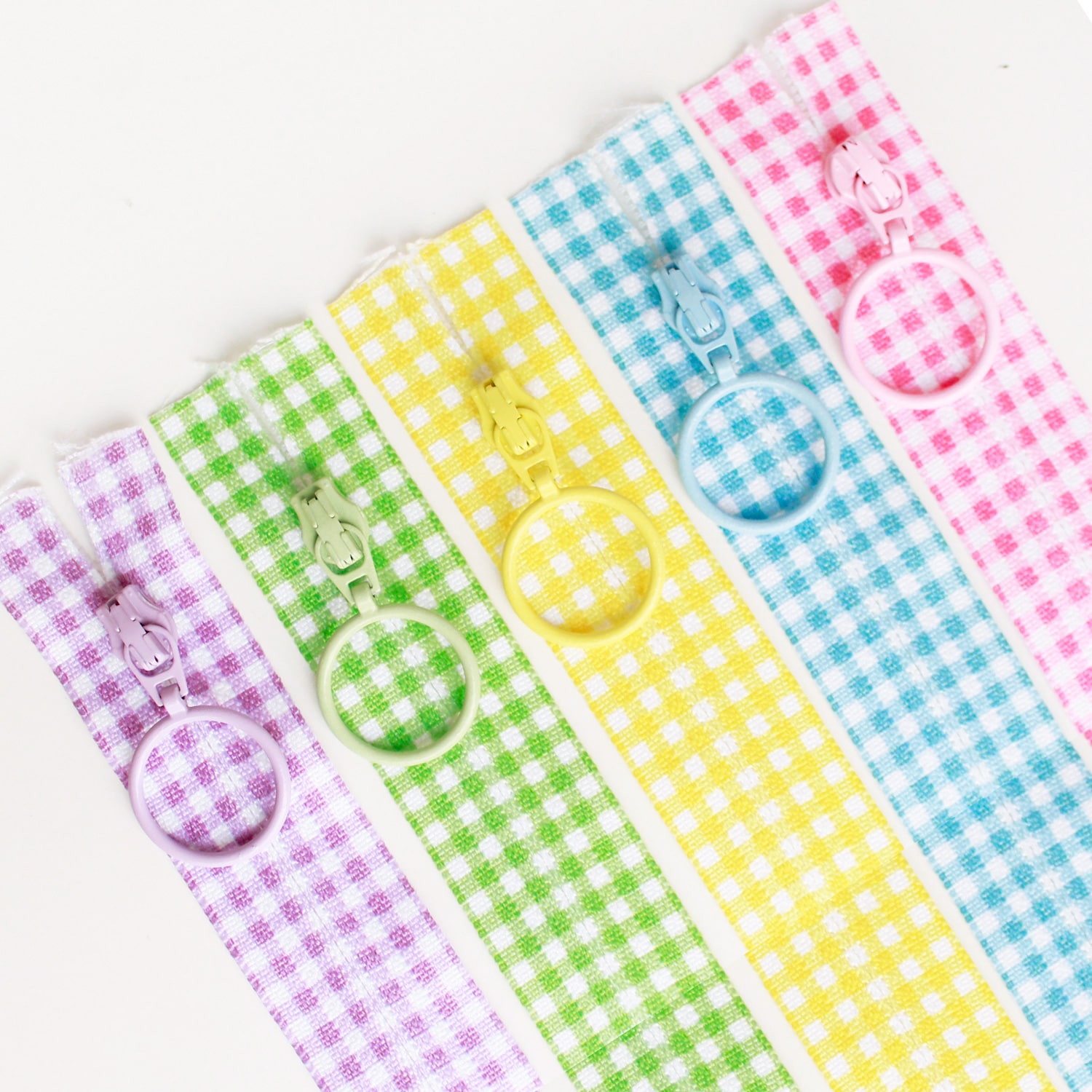 日本紐釦貿易 Y.K.K チェック柄プリントファスナー 20cm 5色セット カラフル PRF20-CH5MIX (ご注文単位1束)【直送品】