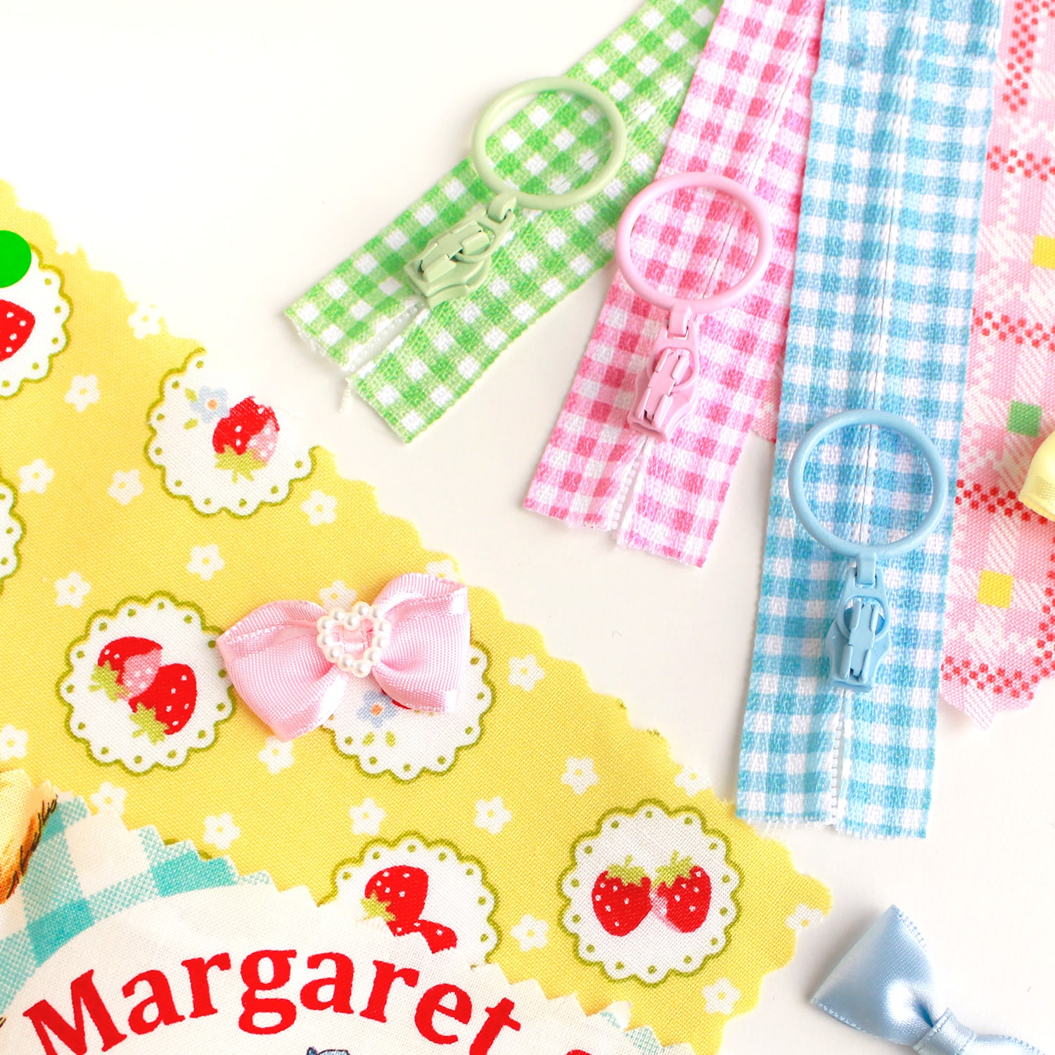 日本紐釦貿易 Y.K.K チェック柄プリントファスナー 20cm 5色セット カラフル PRF20-CH5MIX (ご注文単位1束)【直送品】