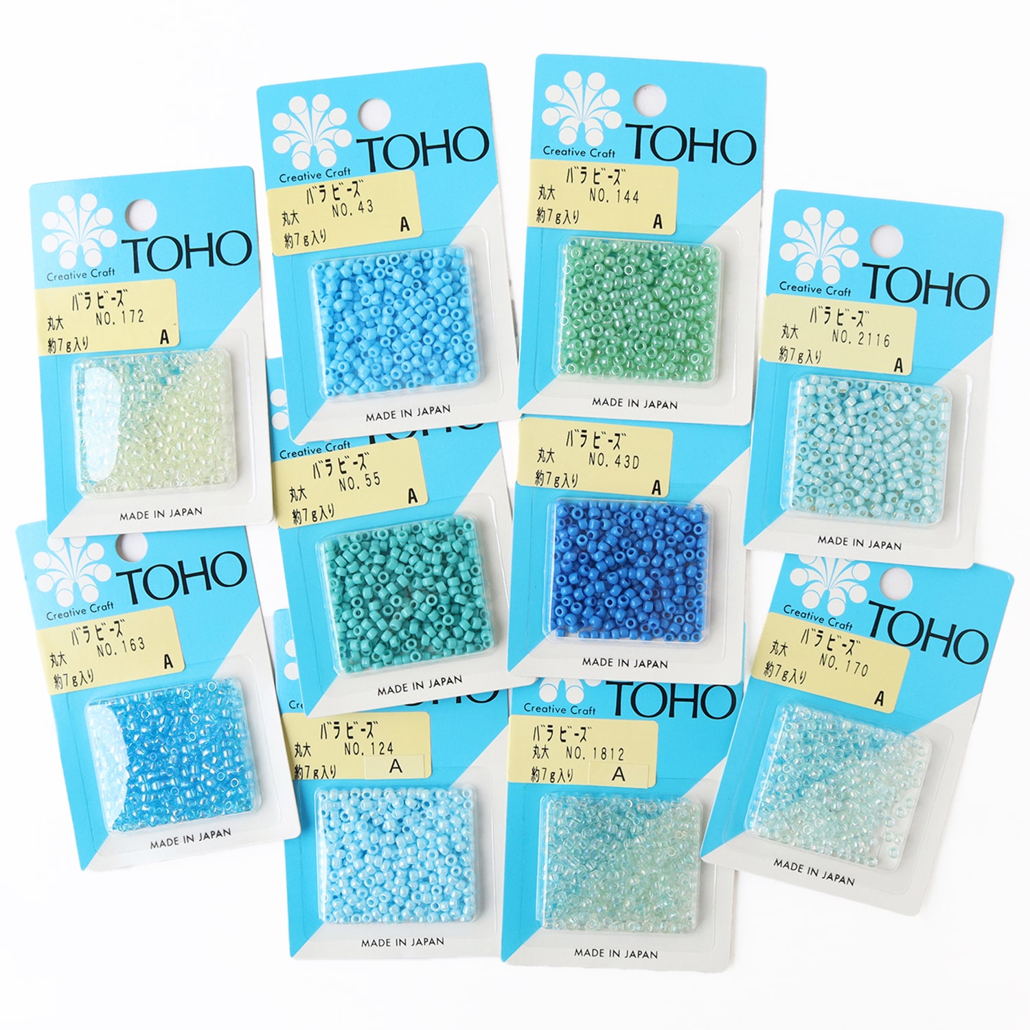 日本紐釦貿易 (Nippon Chuko) 定番TOHOビーズ10色アソートセット 丸大ビーズ ブルー系 TUKU-MLB-BL (ご注文単位1セット)【直送品】