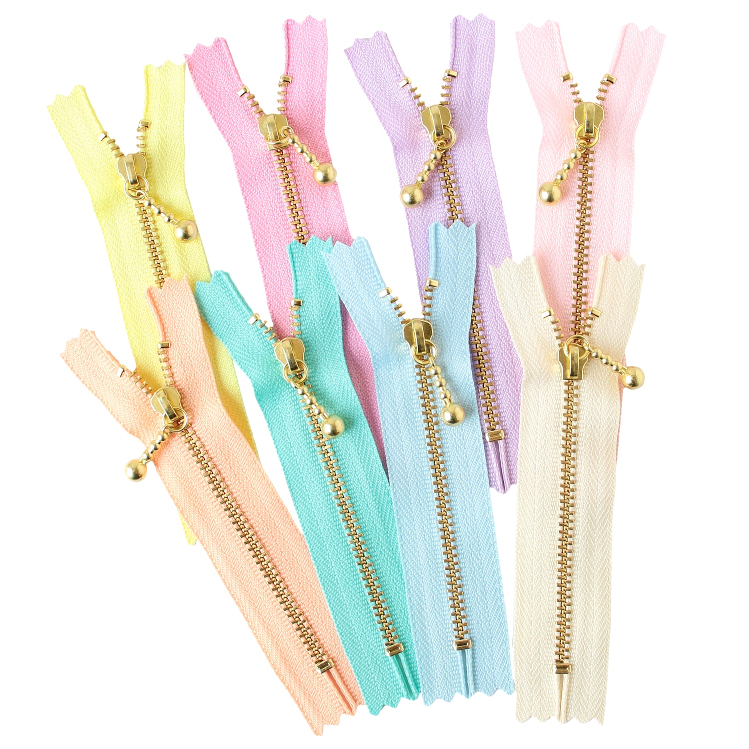 日本紐釦貿易 玉付きファスナー スプリングカラーセット 10cm 8色セット 3G10-SP8MIX （ご注文単位1束）【直送品】