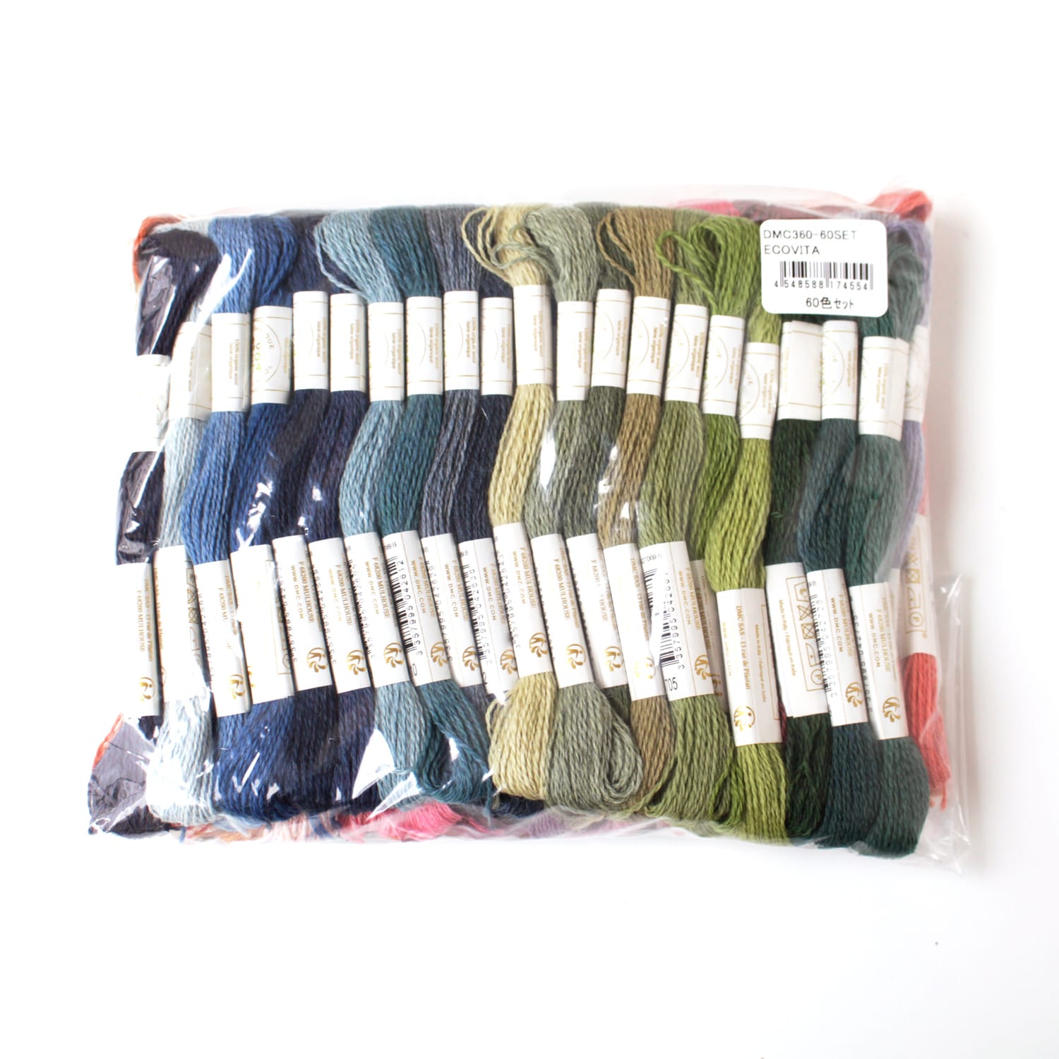 日本紐釦貿易 DMC刺しゅう毛糸 [ECOVITA-エコヴィータ-] ウールスレッド 1カセ16m×全60色セット DMC360-60SET （ご注文単位1セット）【直送品】