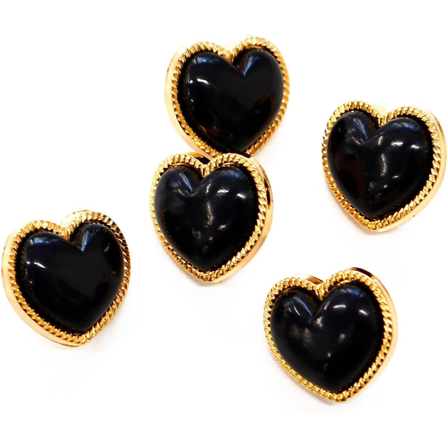 日本紐釦貿易 ハート型ボタン 11.5mm 5個入 黒 2511-11-B （ご注文単位1個）【直送品】