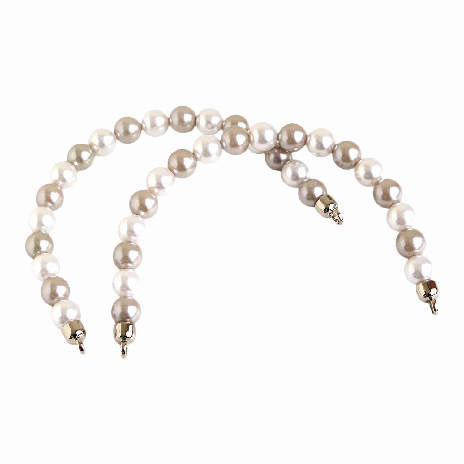 日本紐釦貿易 パールハンドル 金具付き W13.5×H10cm ホワイト・グレー TYH400-WB （ご注文単位1組）【直送品】