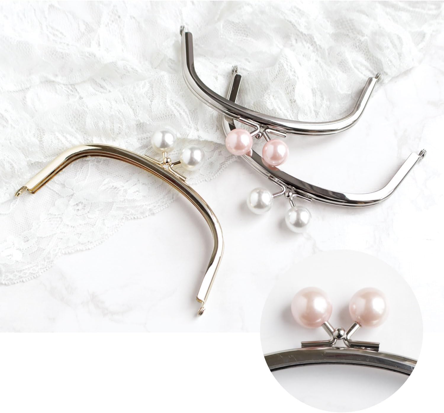 日本紐釦貿易 パール付口金 シルバー×ホワイト TYK2S-PW (ご注文単位1個)【直送品】