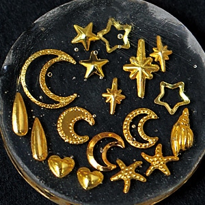 日本紐釦貿易 メタルパーツ ミックス 約2~10mm/40g ゴールド KE-METAL-G (ご注文単位1束)【直送品】