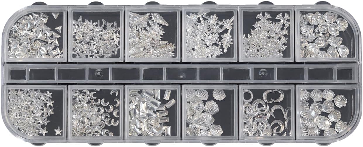 日本紐釦貿易 メタルパーツ ミックス 約2～10mm/40g シルバー KE-METAL-S （ご注文単位1束）【直送品】