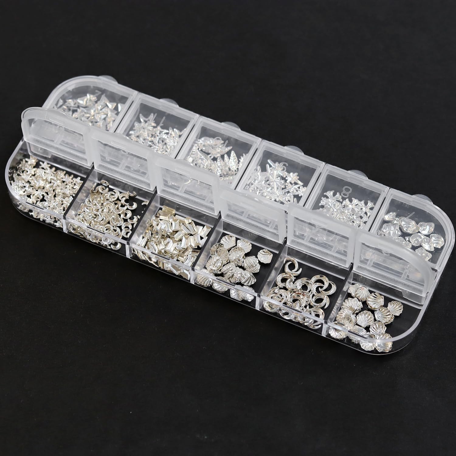 日本紐釦貿易 メタルパーツ ミックス 約2~10mm/40g シルバー KE-METAL-S (ご注文単位1束)【直送品】