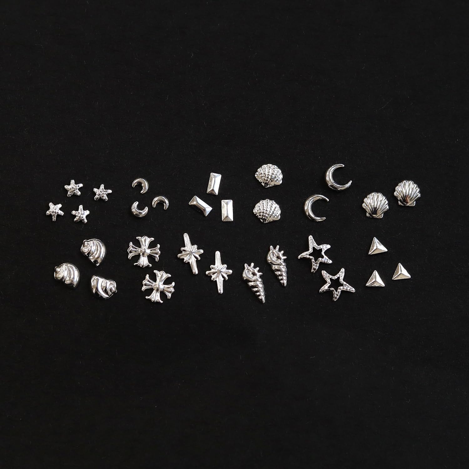 日本紐釦貿易 メタルパーツ ミックス 約2~10mm/40g シルバー KE-METAL-S (ご注文単位1束)【直送品】