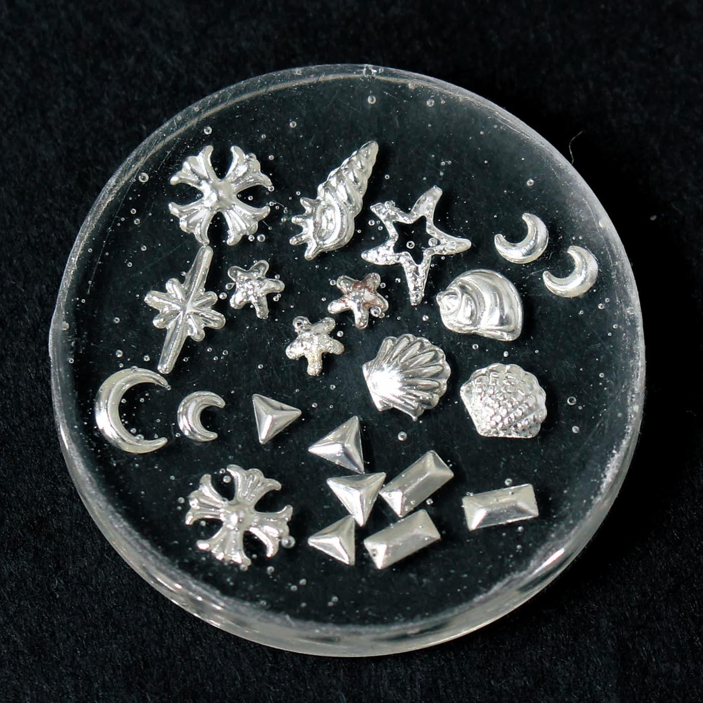 日本紐釦貿易 メタルパーツ ミックス 約2~10mm/40g シルバー KE-METAL-S (ご注文単位1束)【直送品】