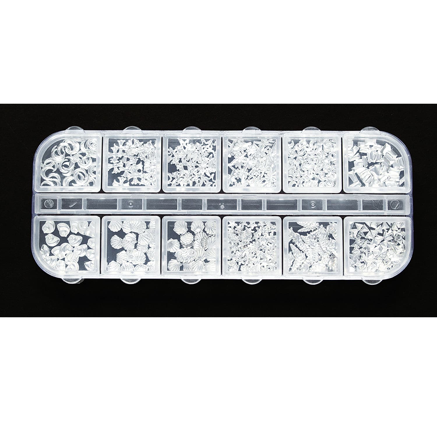 日本紐釦貿易 メタルパーツ ミックス 約2~10mm/40g シルバー KE-METAL-S (ご注文単位1束)【直送品】