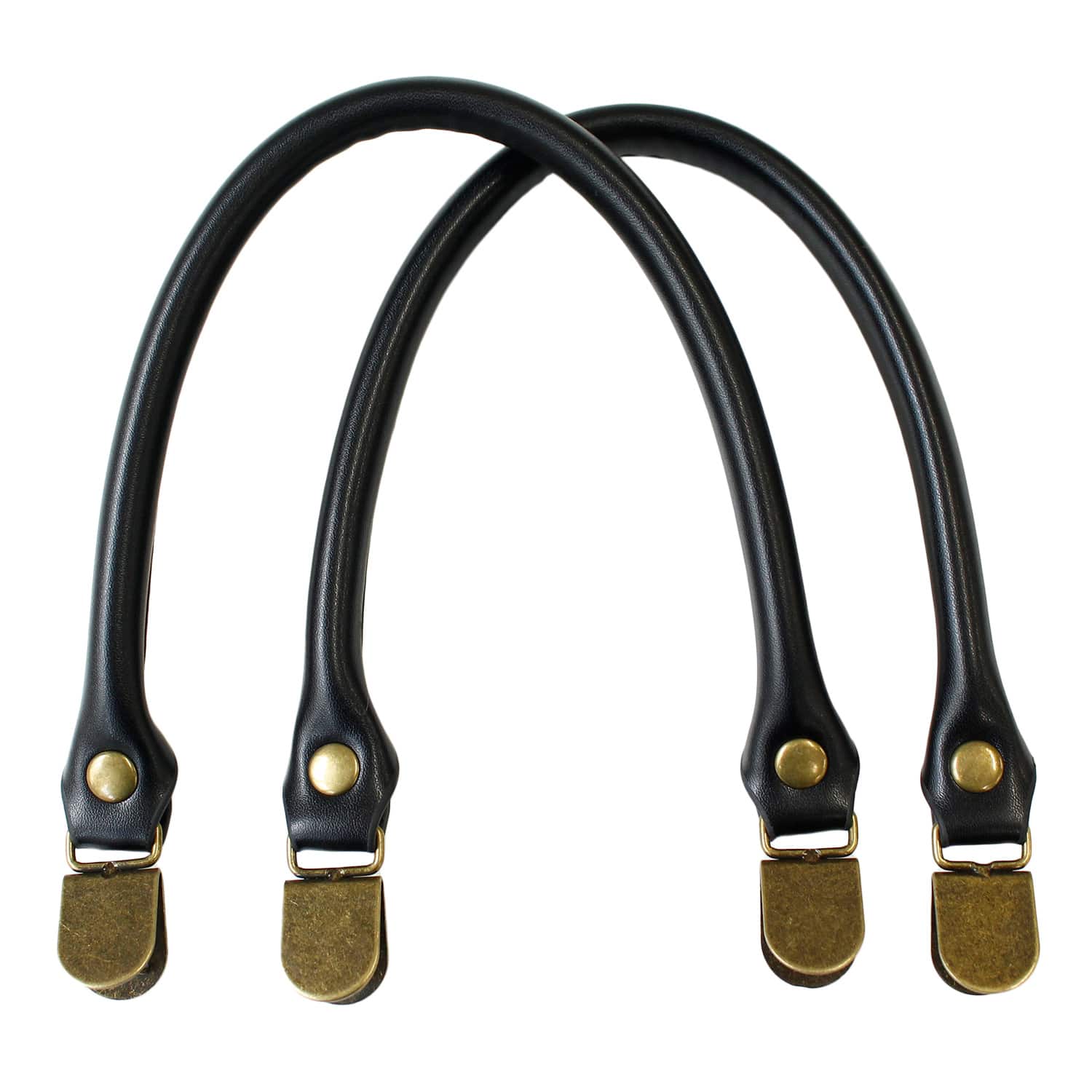 日本紐釦貿易 合皮くわえ金具ハンドル 約40cm ブラック MAW64-B （ご注文単位1組）【直送品】