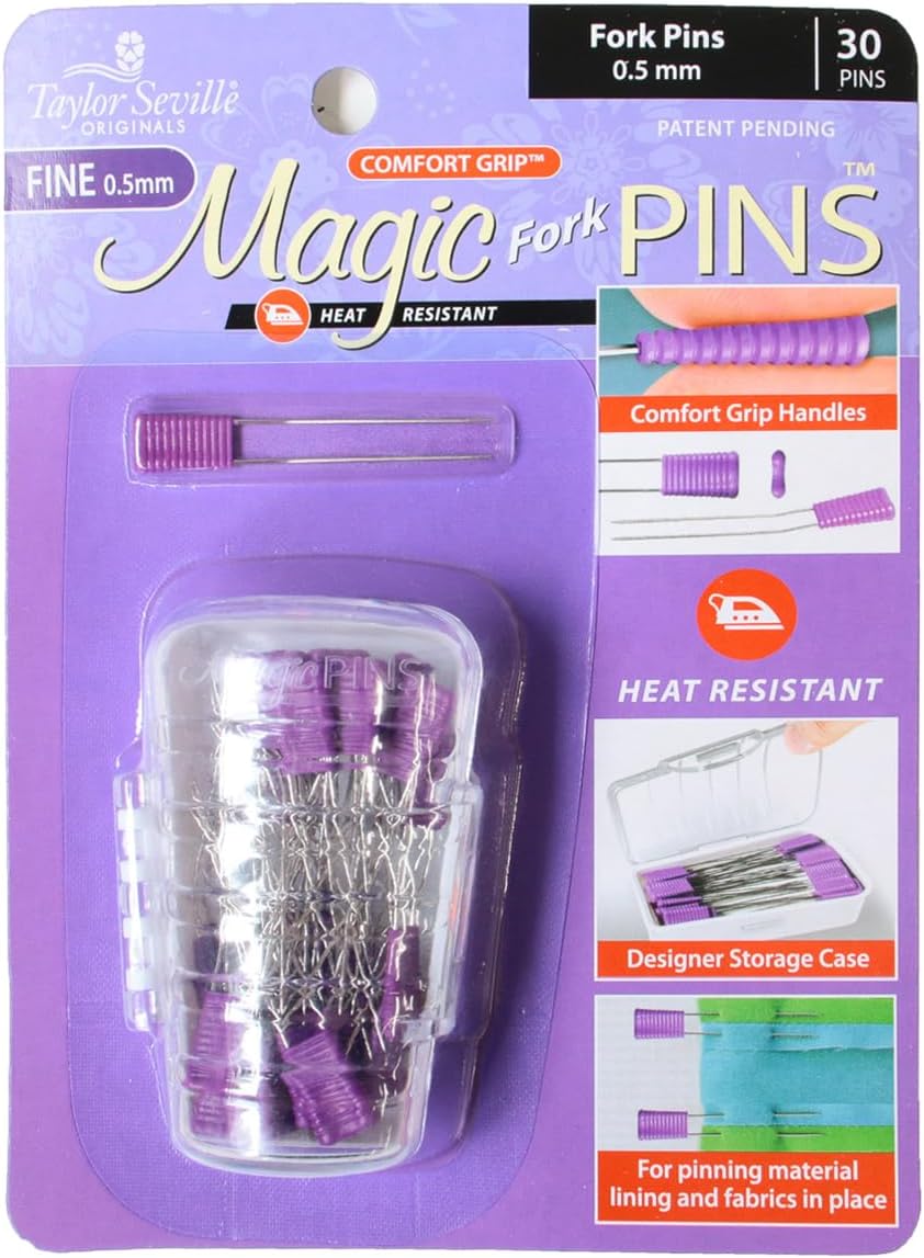 日本紐釦貿易 テイラーセビリア(Taylor Seville) Magic PINS マジックフォークピン 極細 ケース付 0.5mm×33mm 30本入 TY-04140 （ご注文単位1個）【直送品】