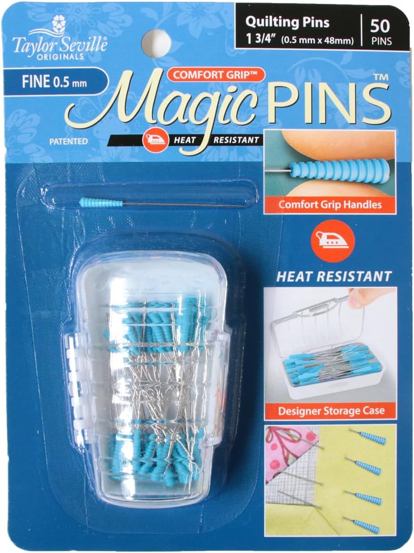 日本紐釦貿易 テイラーセビリア(Taylor Seville) Magic PINS キルティング向け 極細 ケース付 0.5mm×48mm 50本入 TY-04164 (ご注文単位1個)【直送品】