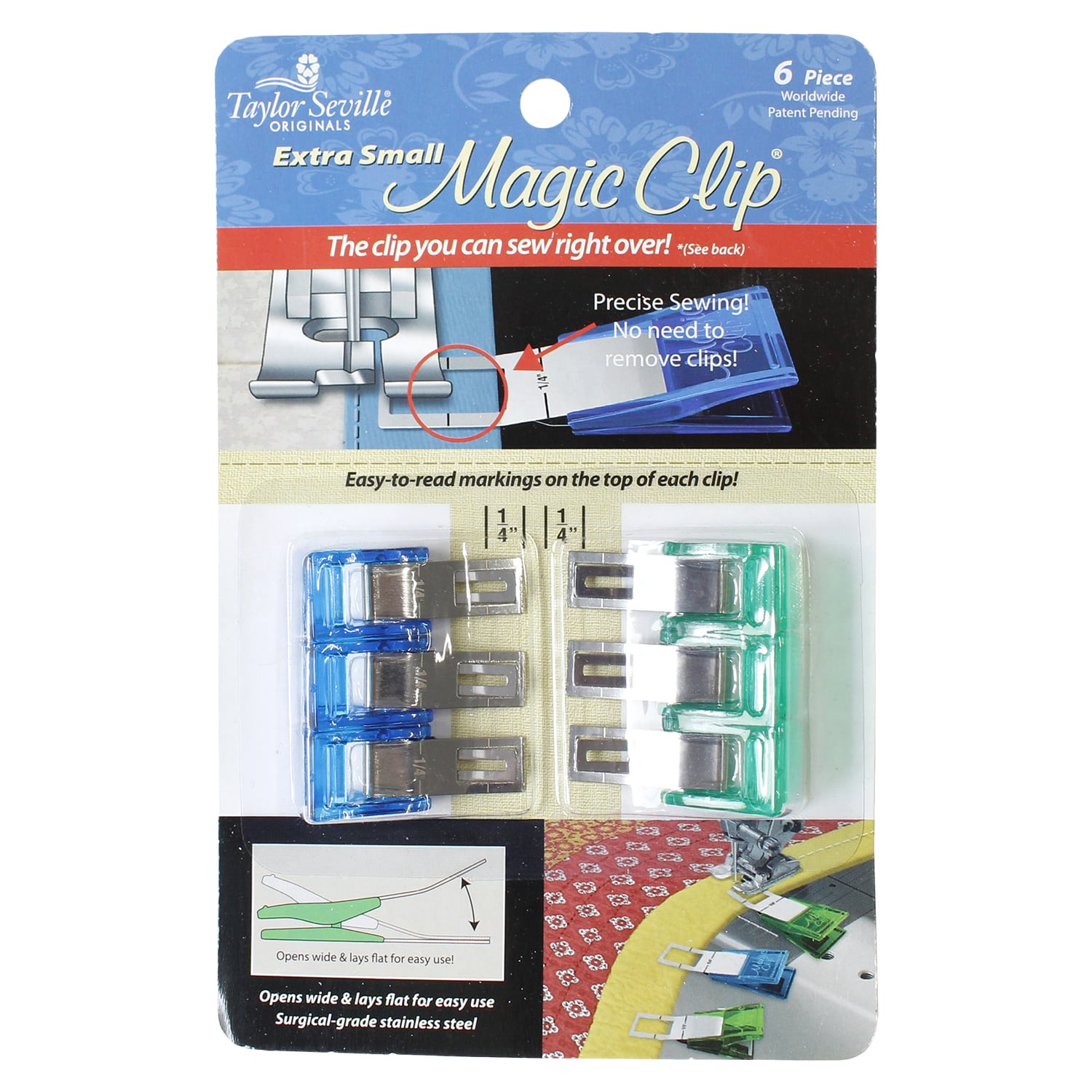 日本紐釦貿易 テイラーセビリア(Taylor Seville) マジッククリップ EXTRA SMALL 全長38mm 6個 TS-04263 （ご注文単位1個）【直送品】