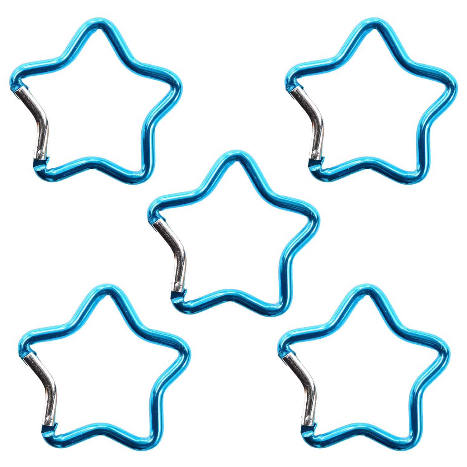 日本紐釦貿易 アルミカラビナ スター 約48ｍｍ 5個入 ライトブルー KEK3-LB-5 （ご注文単位1束）【直送品】