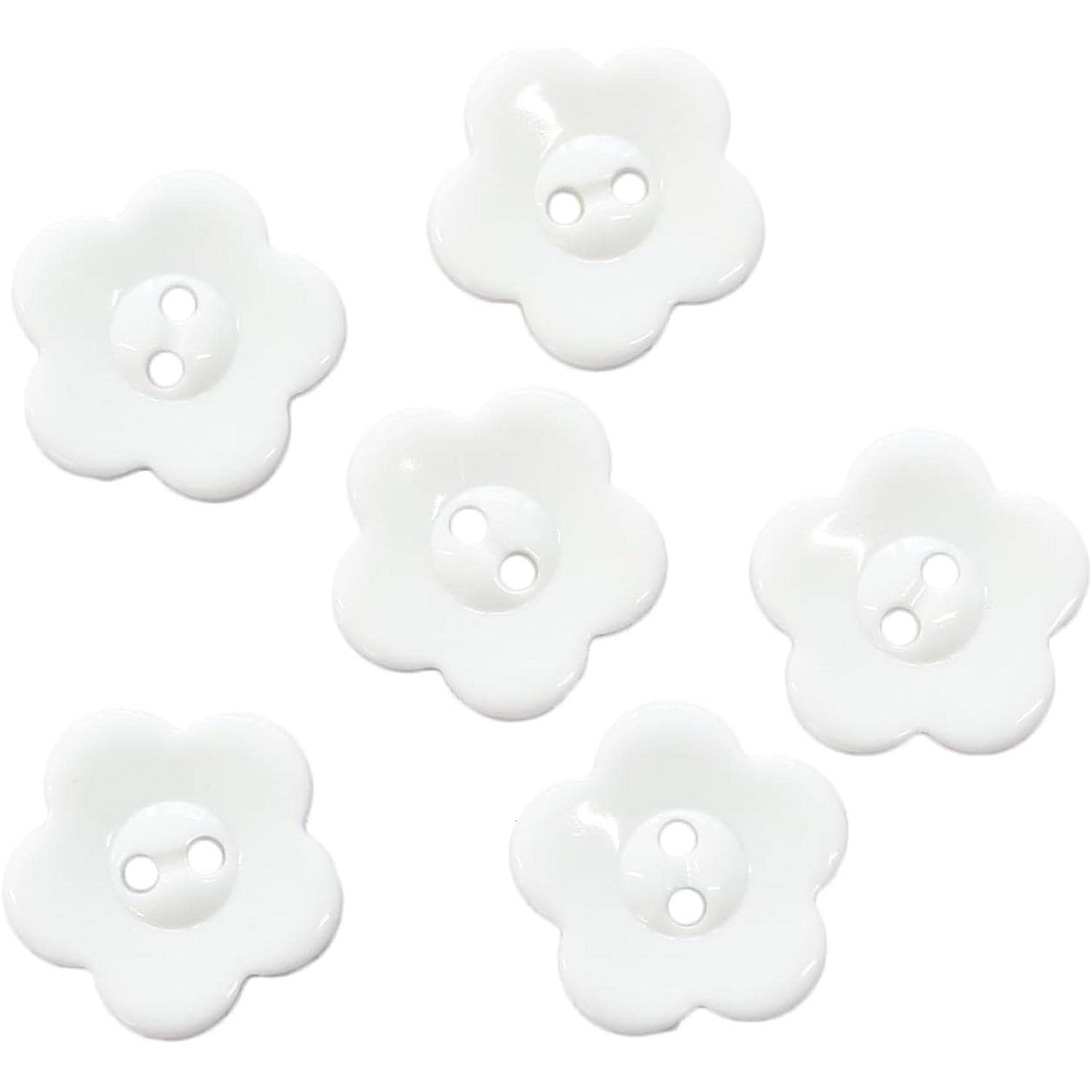 日本紐釦貿易 花型カラーボタン アソートセット 15mm 6個入 白 CG9730-W （ご注文単位1束）【直送品】