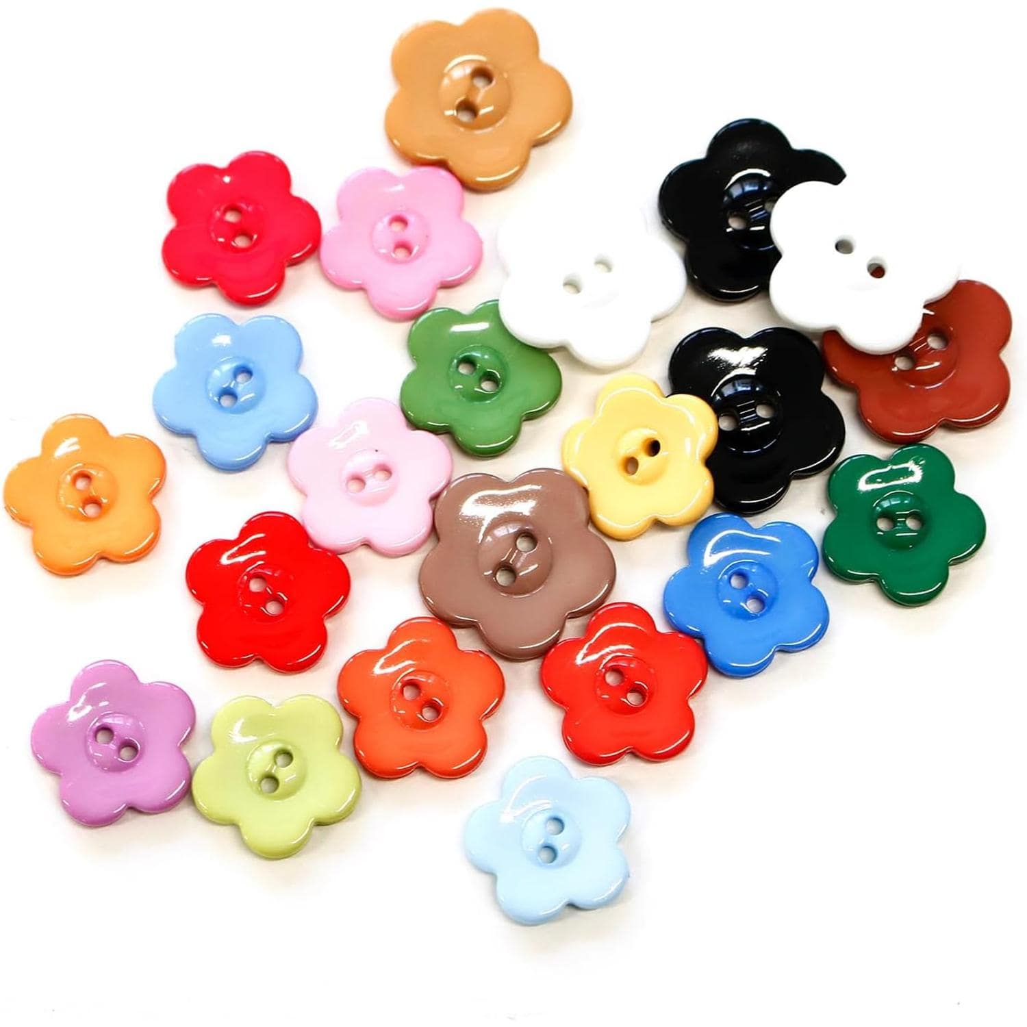 日本紐釦貿易 花型カラーボタン アソートセット 15mm 6個入 白 CG9730-W （ご注文単位1束）【直送品】