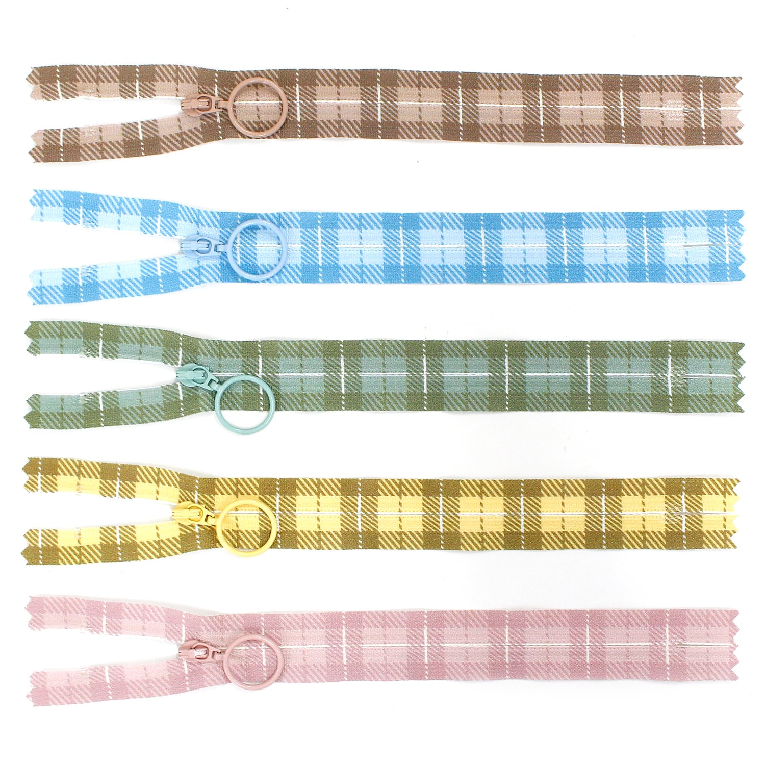 日本紐釦貿易 (Nippon Chuko) チェック柄 プリントファスナー 20cm 5色セット PRF20-ATCH5MIX （ご注文単位1束）【直送品】