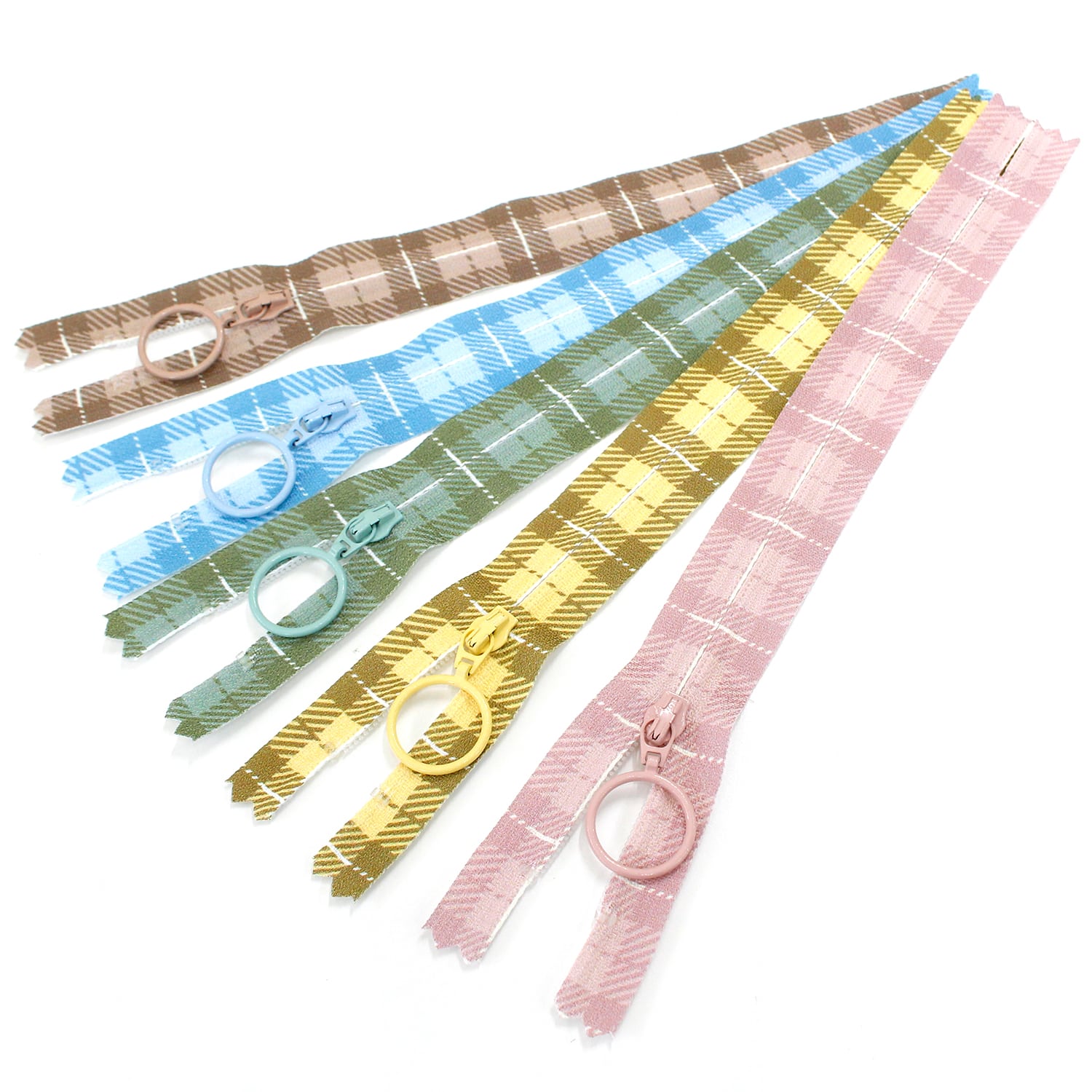 日本紐釦貿易 (Nippon Chuko) チェック柄 プリントファスナー 20cm 5色セット PRF20-ATCH5MIX （ご注文単位1束）【直送品】