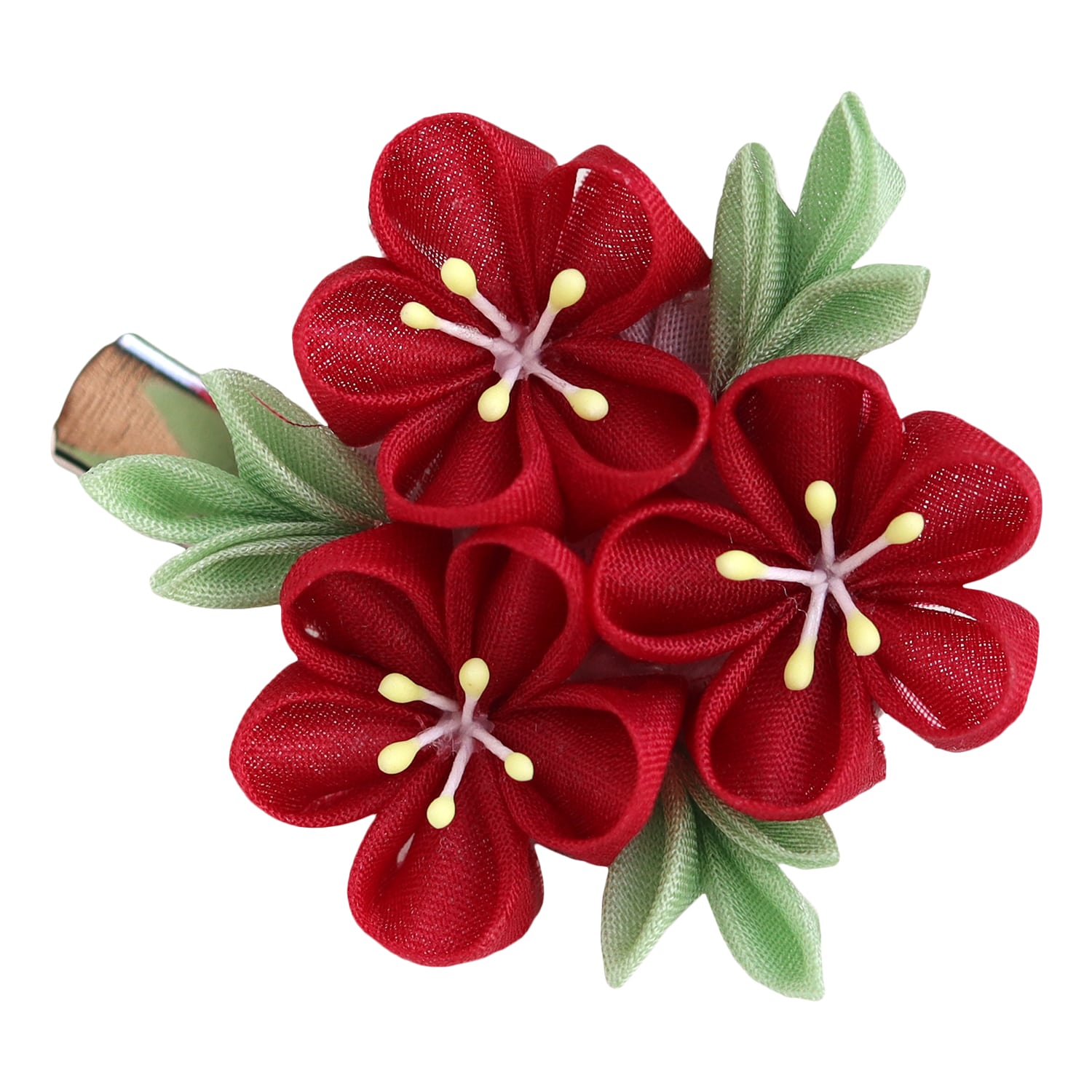 日本紐釦貿易 (Nippon Chuko) 羽二重四匁生地つまみ細工キット「花しごと」32 梅のコサージュクリップ S50-12 （ご注文単位1個）【直送品】