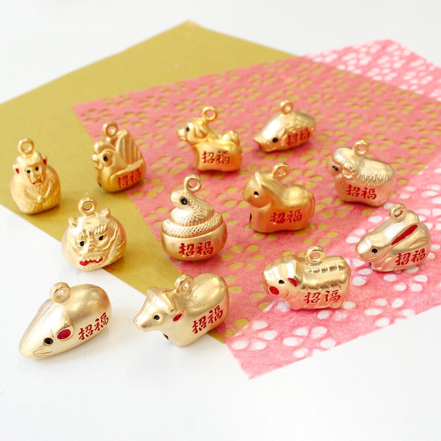 日本紐釦貿易 (Nippon Chuko) 招福干支鈴 十二支セット CF122 (ご注文単位1束)【直送品】