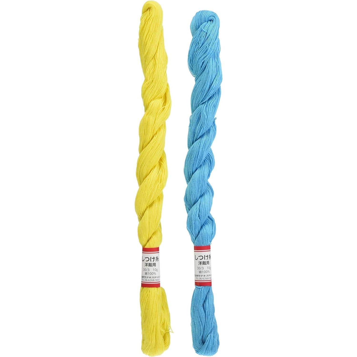日本紐釦貿易 フジボウカタン しつけ糸 黄/ブルー 2本入 F9-5 （ご注文単位1束）【直送品】