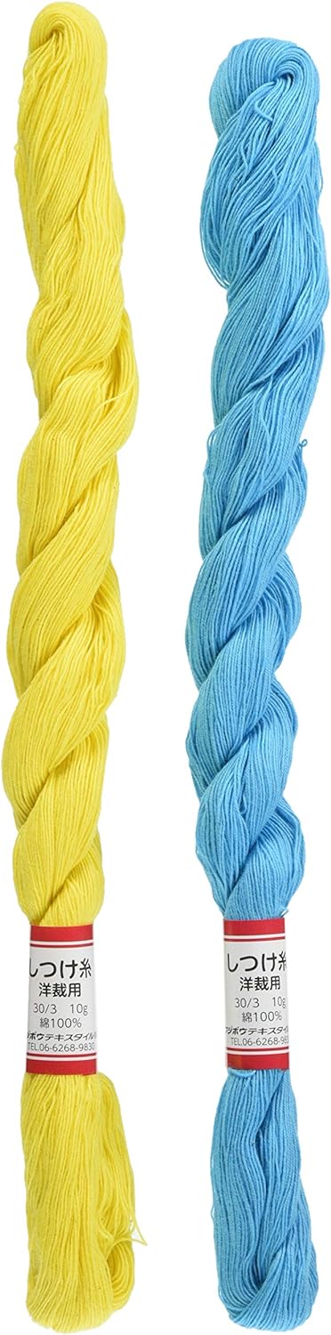 日本紐釦貿易 フジボウカタン しつけ糸 黄/ブルー 2本入 F9-5 (ご注文単位1束)【直送品】