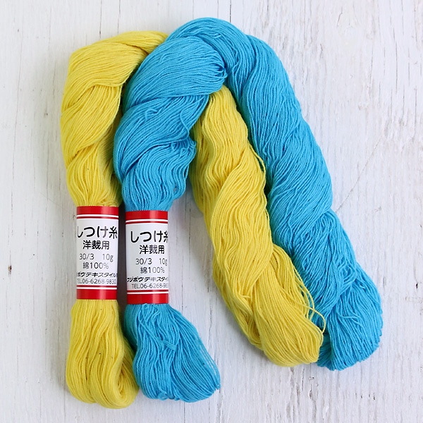 日本紐釦貿易 フジボウカタン しつけ糸 黄/ブルー 2本入 F9-5 (ご注文単位1束)【直送品】