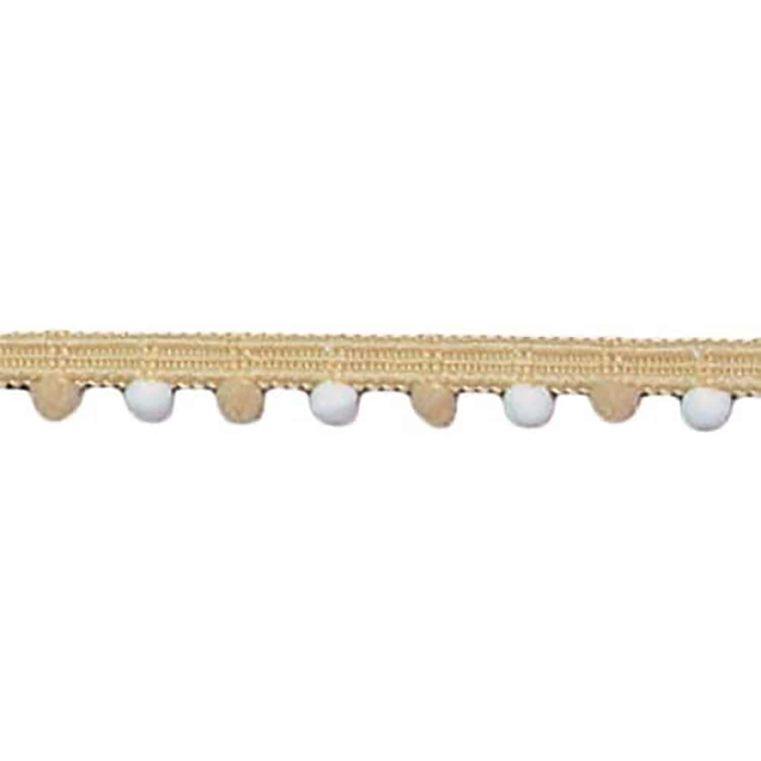 日本紐釦貿易 ツートンプチボンボンブレード ベージュ×ホワイト 13mm×5m巻 DAI114-93-13 （ご注文単位1巻）【直送品】