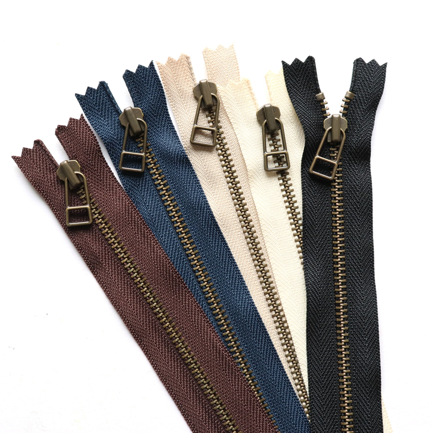 日本紐釦貿易 Y.K.K レザー用ファスナー 20cm AG 5色セット 4LFAG20-5MIX (ご注文単位1束)【直送品】