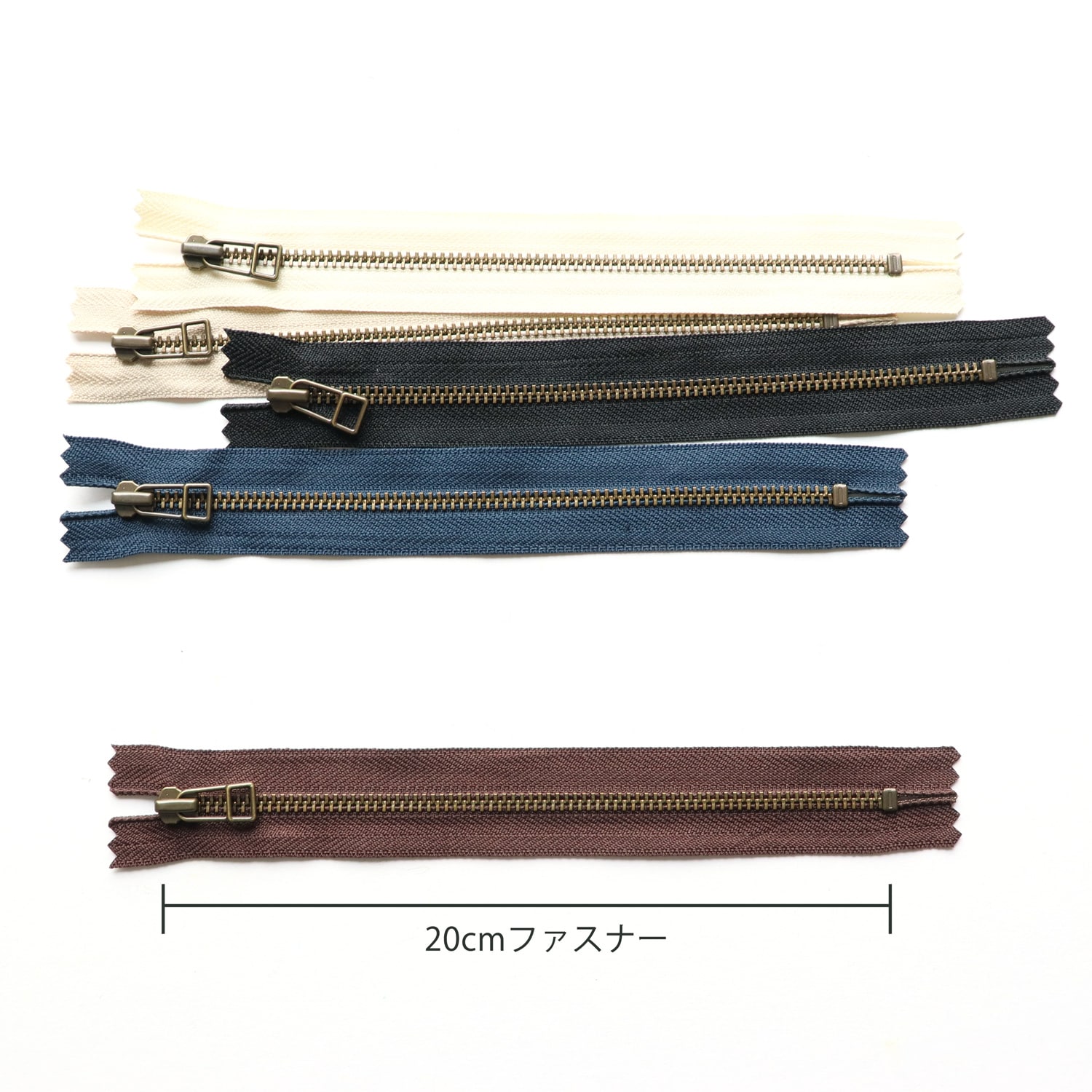 日本紐釦貿易 Y.K.K レザー用ファスナー 20cm AG 5色セット 4LFAG20-5MIX (ご注文単位1束)【直送品】