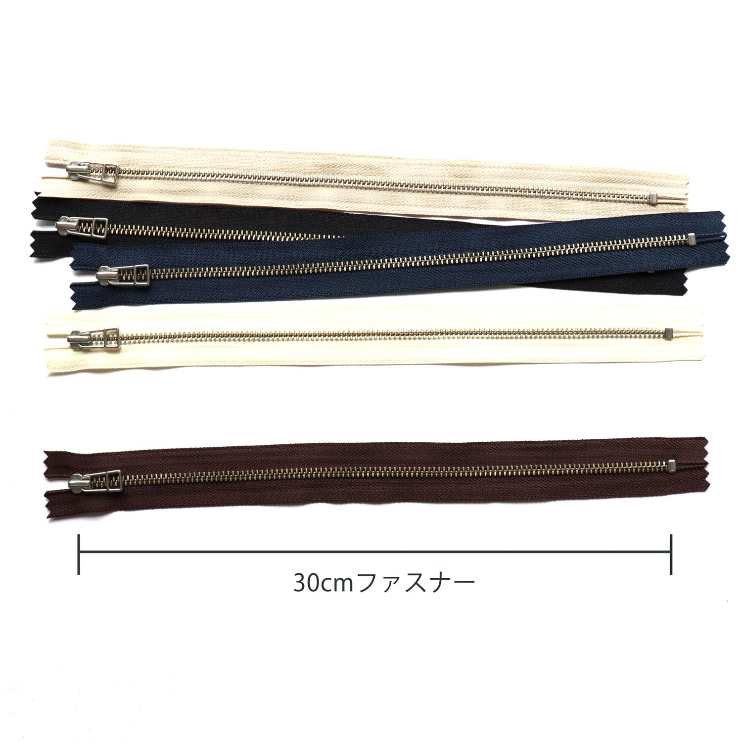 日本紐釦貿易 Y.K.K レザー用ファスナー 30cm S 5色セット 4LFN30-5MIX (ご注文単位1束)【直送品】