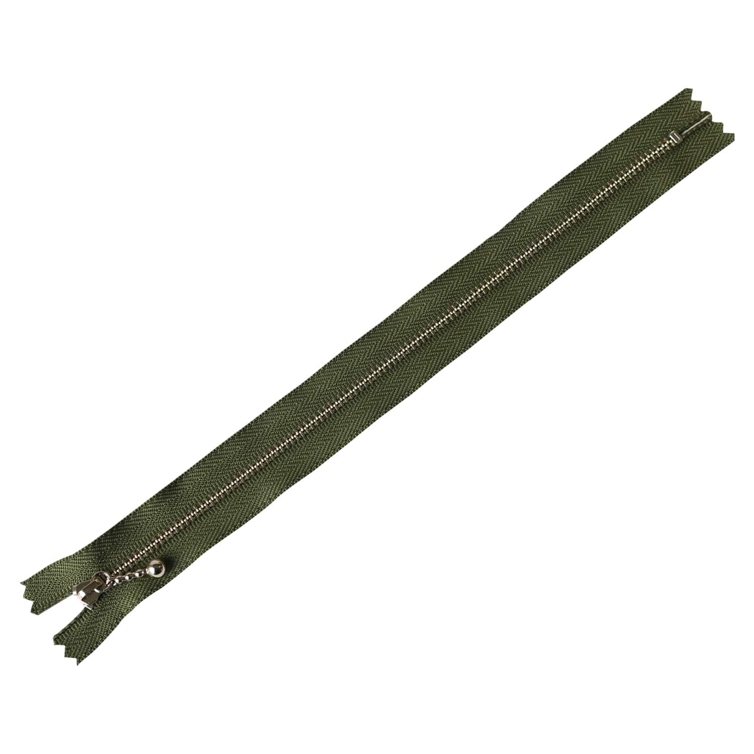 日本紐釦貿易 Y.K.K 玉付きファスナー ニッケル モスグリーン 25cm 同色10本 3N25-566 (ご注文単位1束)【直送品】