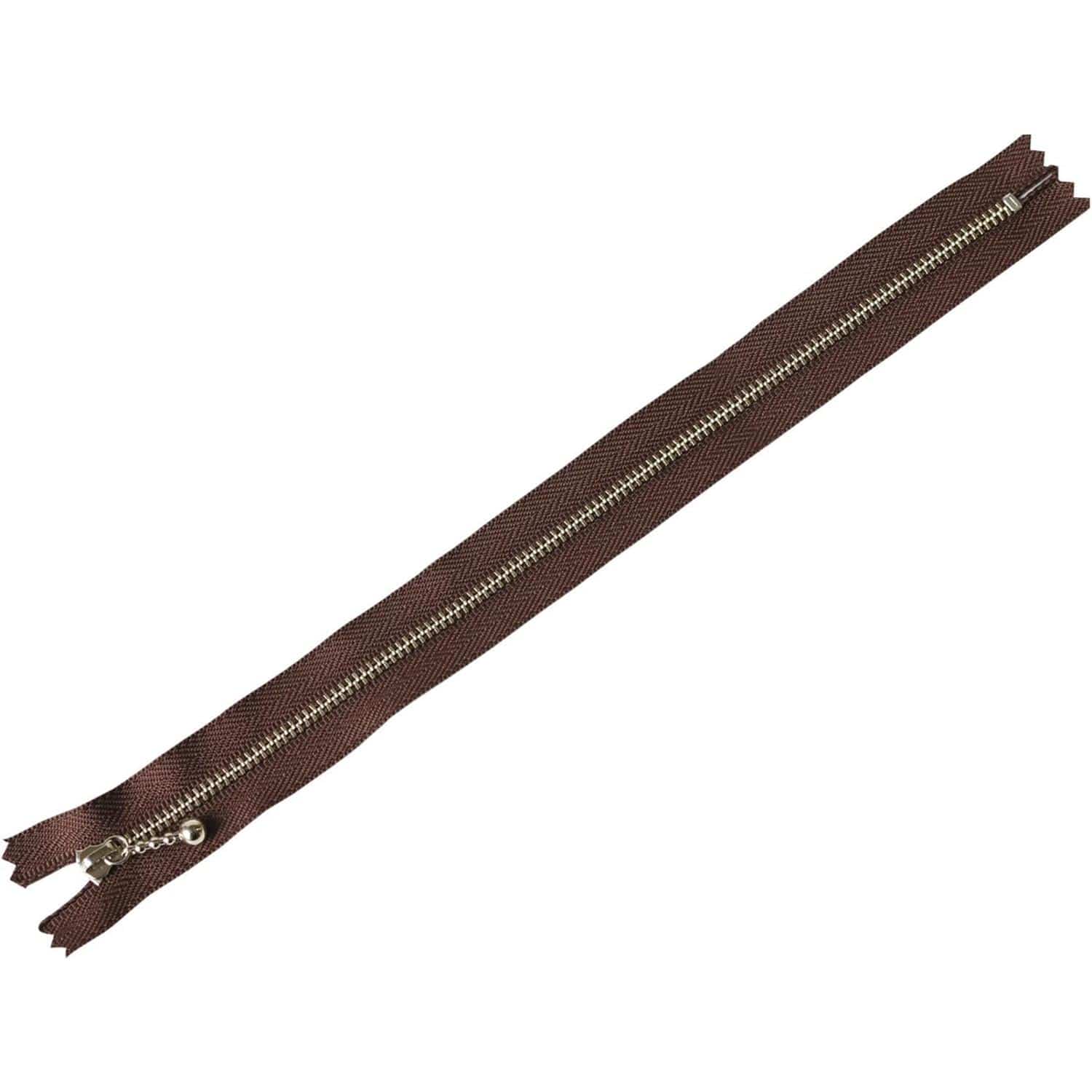 日本紐釦貿易 Y.K.K 玉付きファスナー ニッケル 焦げ茶 25cm 同色10本 3N25-570 （ご注文単位1束）【直送品】