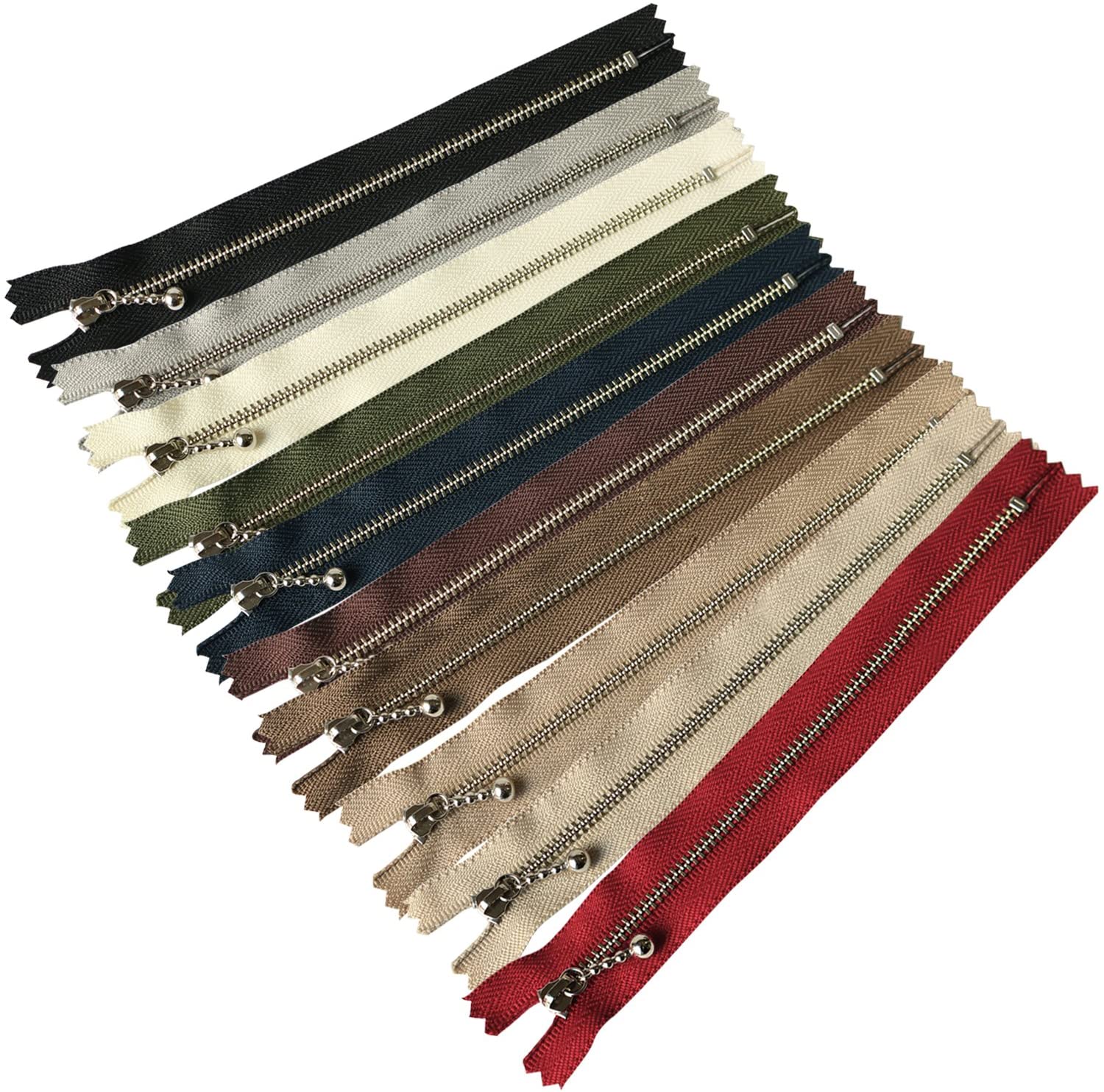 日本紐釦貿易 Y.K.K 玉付きファスナー シルバー 16cm 各1本10色セット 3N16-10MIX (ご注文単位1セット)【直送品】