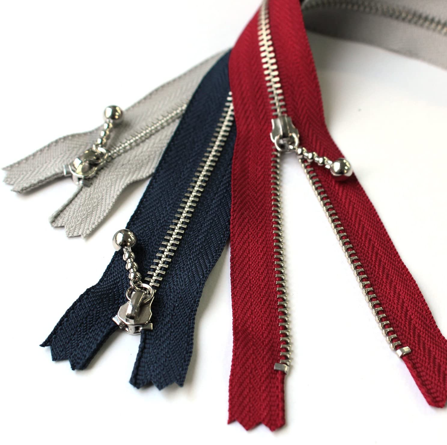 日本紐釦貿易 Y.K.K 玉付きファスナー シルバー 16cm 各1本10色セット 3N16-10MIX (ご注文単位1セット)【直送品】