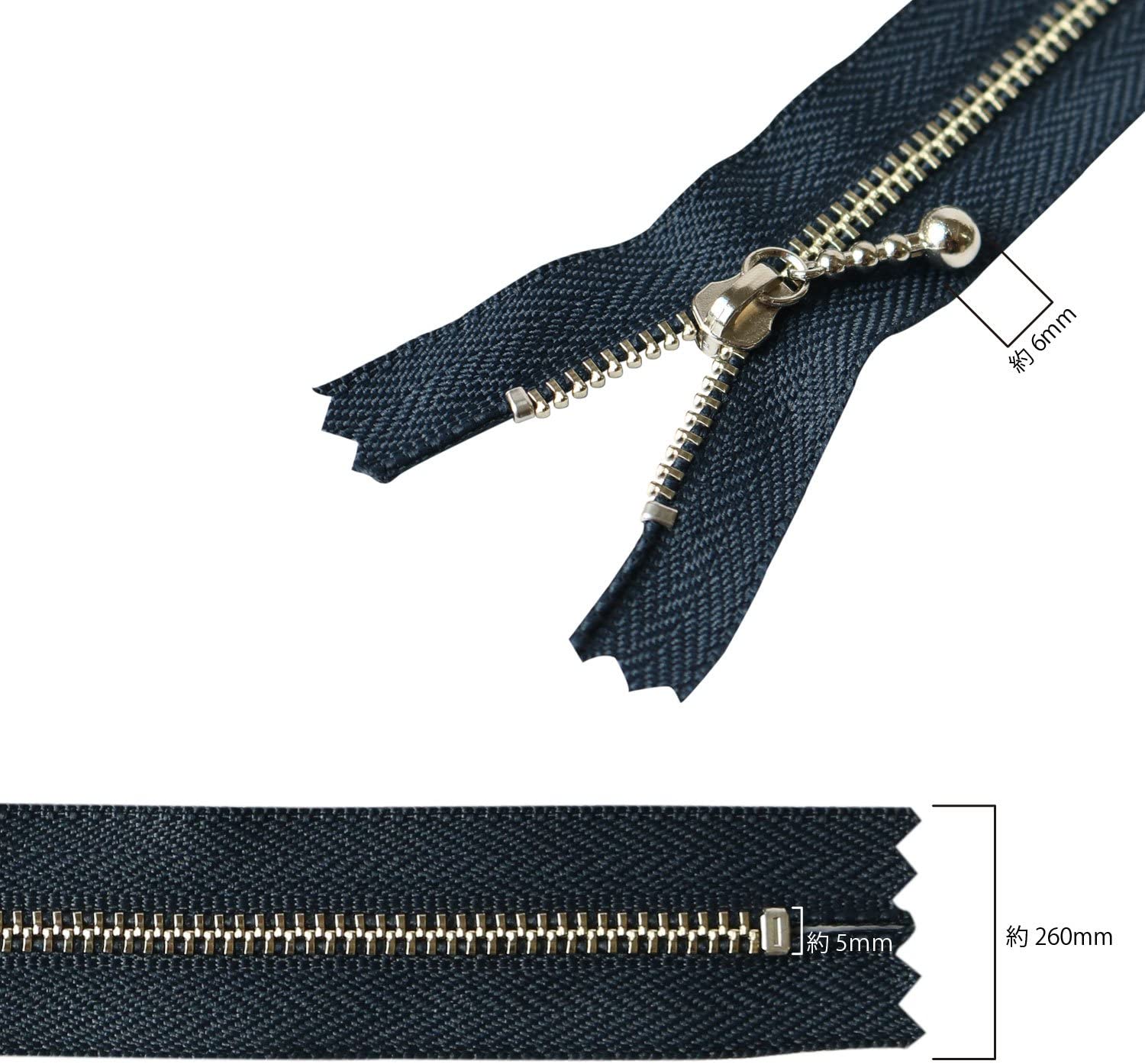 日本紐釦貿易 Y.K.K 玉付きファスナー シルバー 16cm 各1本10色セット 3N16-10MIX (ご注文単位1セット)【直送品】