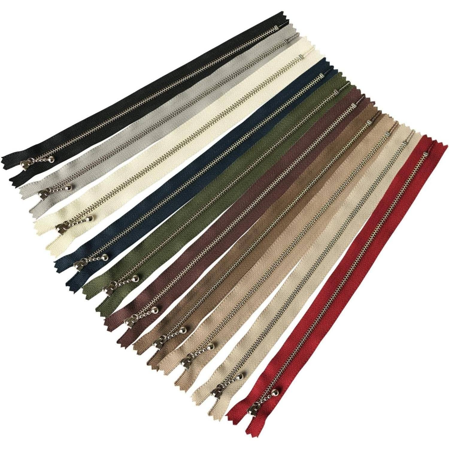 日本紐釦貿易 Y.K.K 玉付きファスナー シルバー 20cm 各1本10色セット 3N20-10MIX （ご注文単位1セット）【直送品】