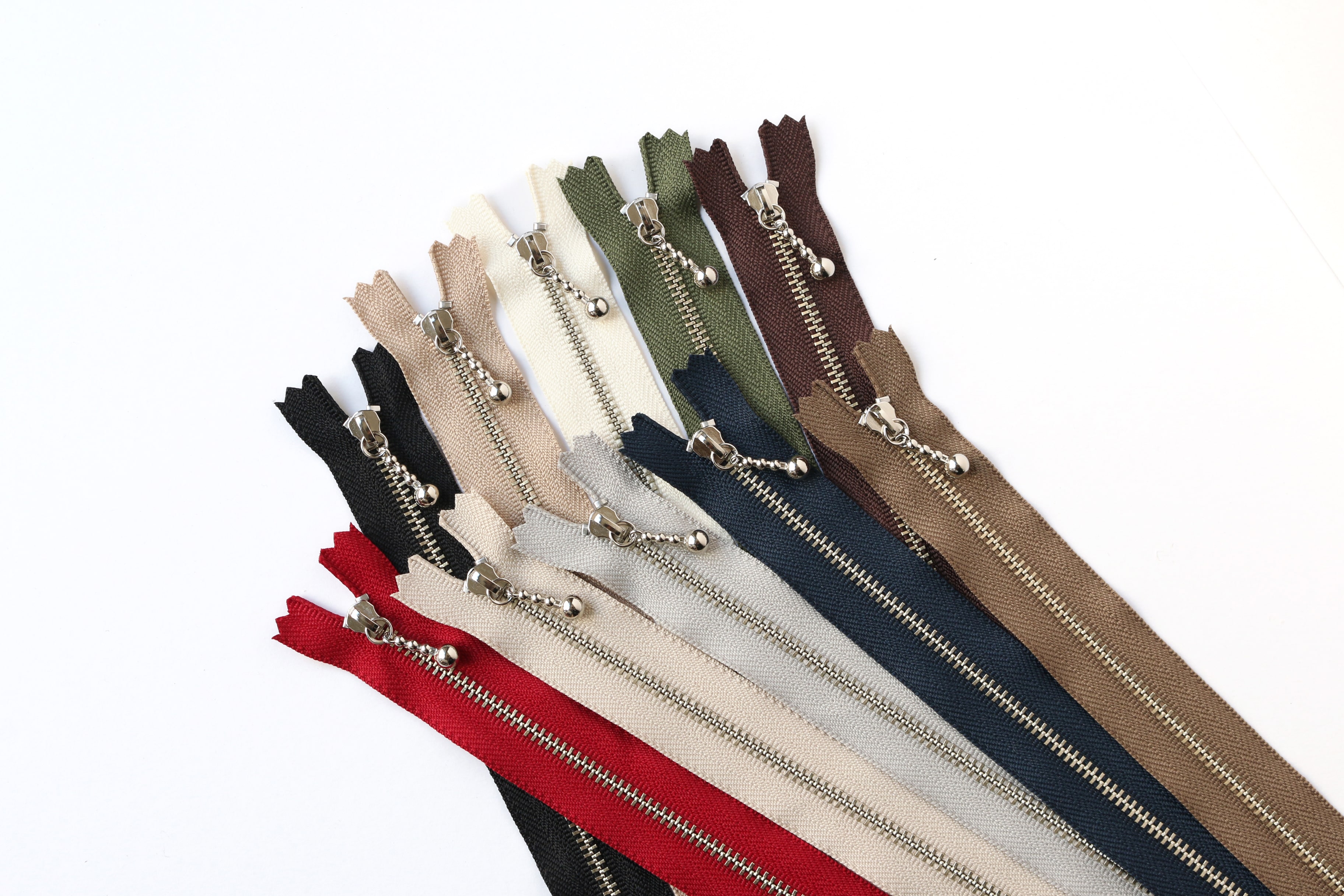 日本紐釦貿易 Y.K.K 玉付きファスナー シルバー 20cm 各1本10色セット 3N20-10MIX (ご注文単位1セット)【直送品】