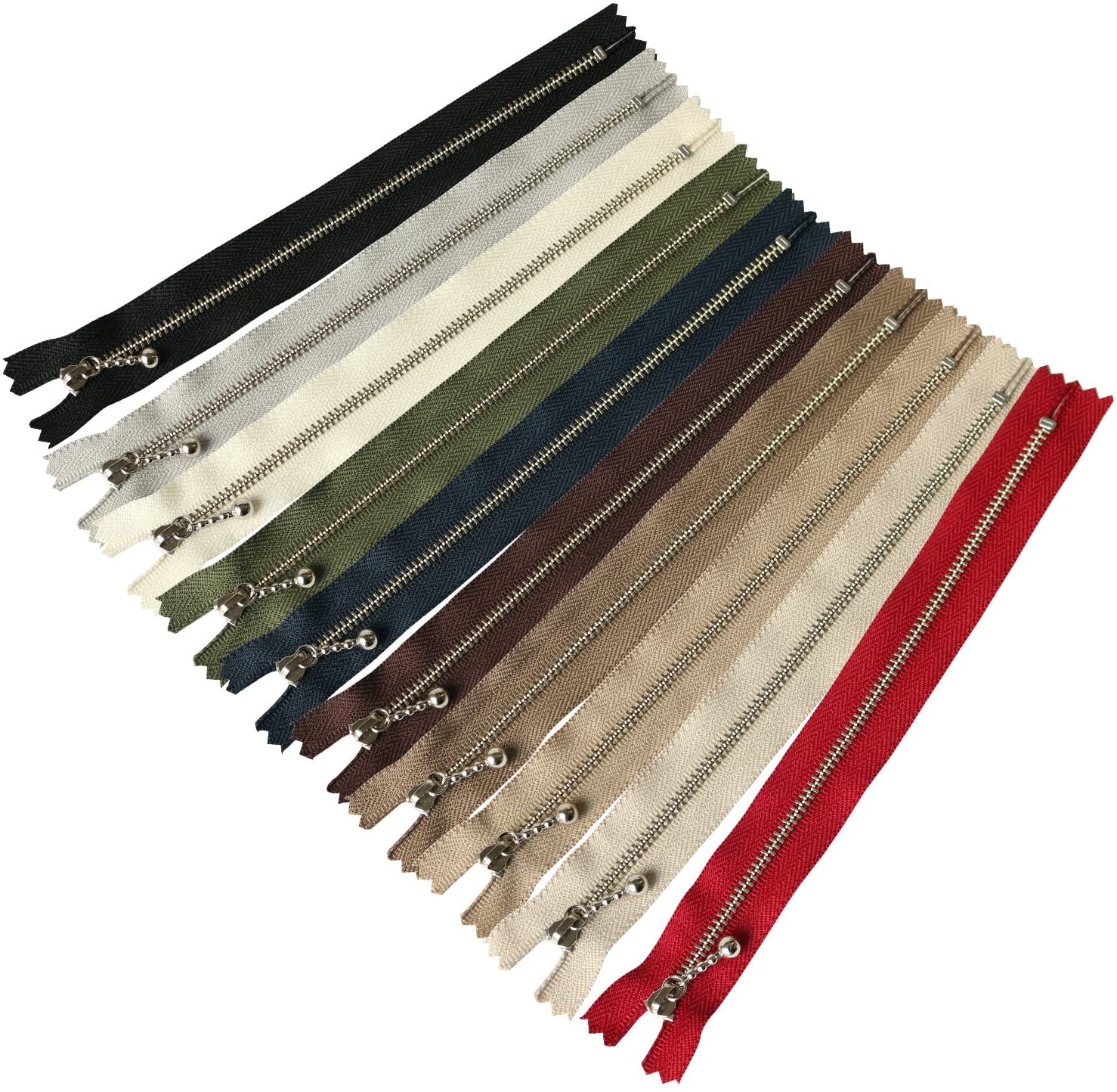 日本紐釦貿易 Y.K.K 玉付きファスナー シルバー 25cm 各1本10色セット 3N25-10MIX （ご注文単位1セット）【直送品】