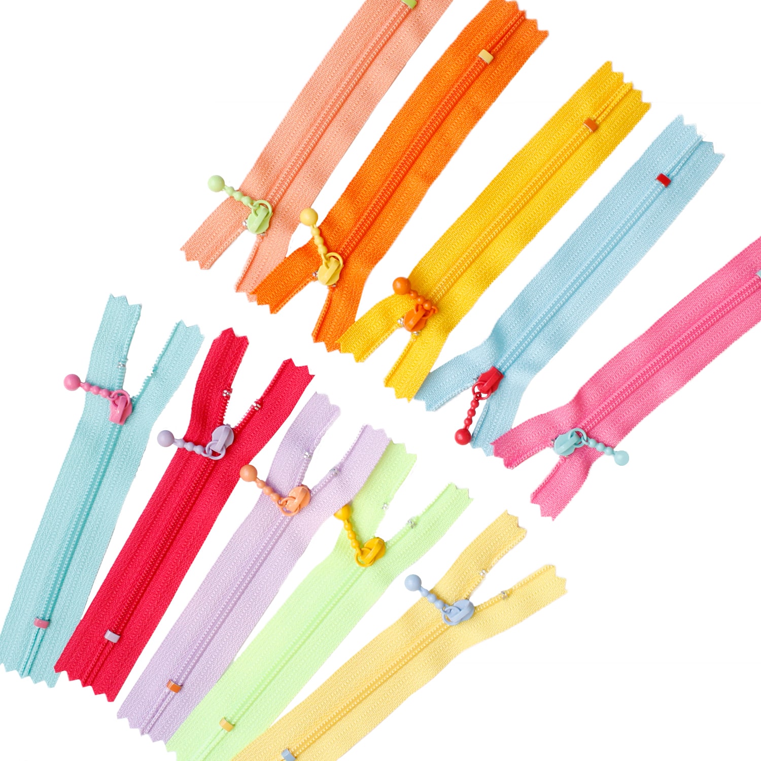 日本紐釦貿易 Y.K.K ポーチ用カラフルファスナー 10色セット 10cm カラフル 3CF10-COMIX （ご注文単位1束）【直送品】