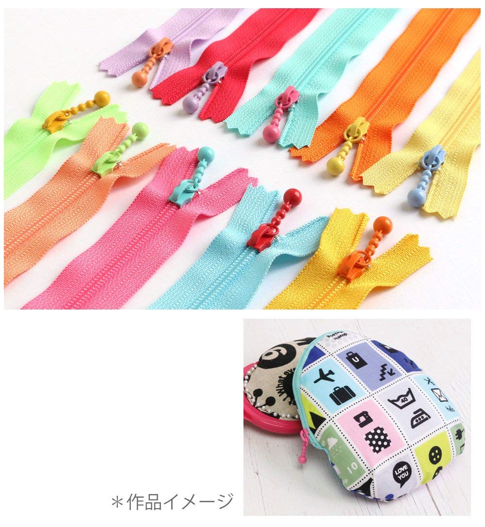 日本紐釦貿易 Y.K.K ポーチ用カラフルファスナー ミントグリーン×ピンク 14cm 5本 3CF14-CO8 （ご注文単位1束）【直送品】