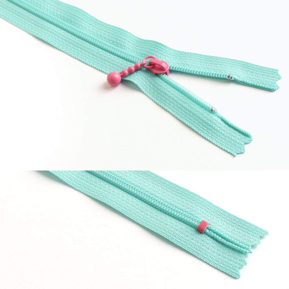 日本紐釦貿易 Y.K.K ポーチ用カラフルファスナー カーキ×ブルー 14cm 5本 3CF14-CO11 (ご注文単位1束)【直送品】