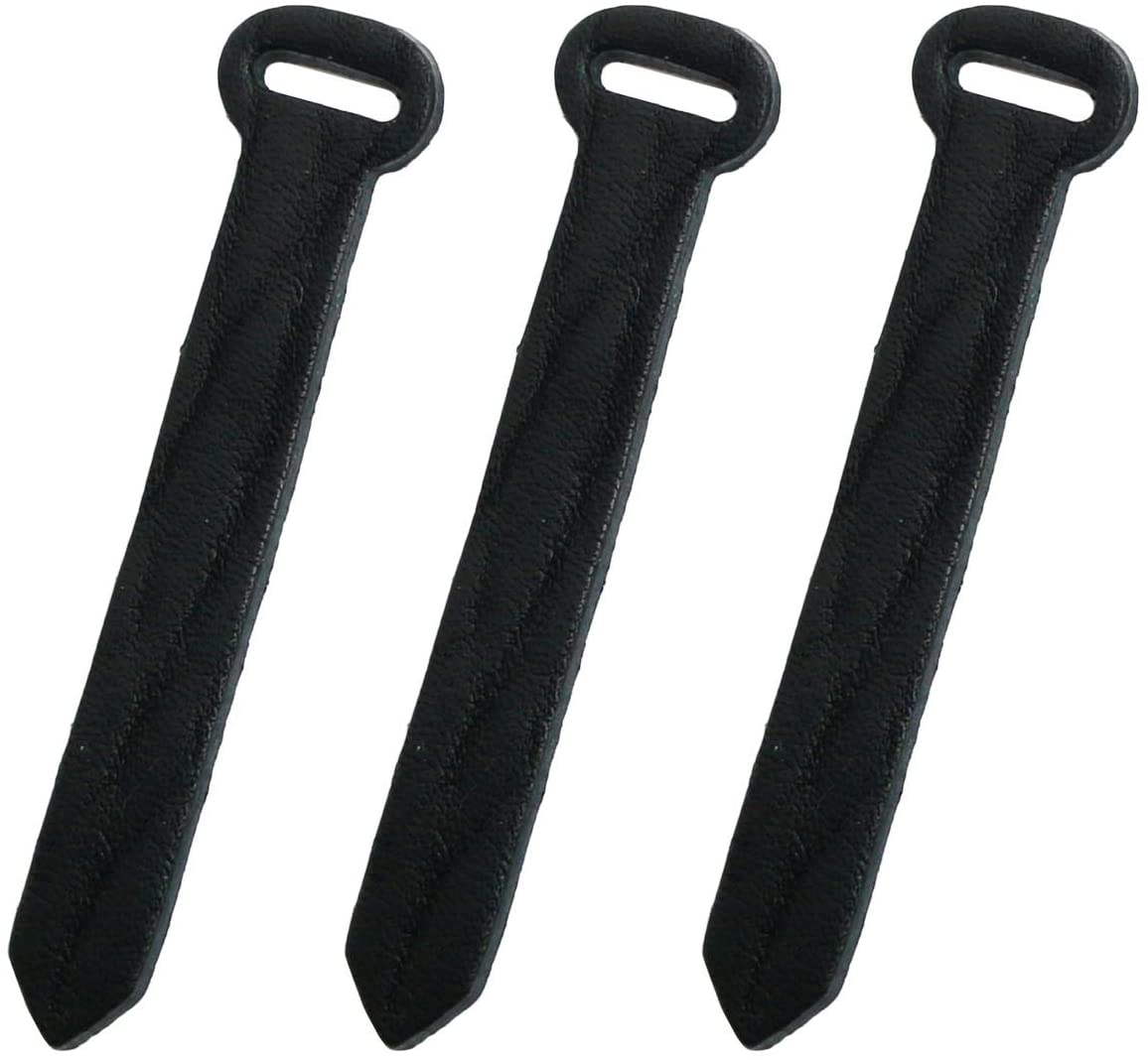 日本紐釦貿易 Y.K.K リングファスナー用本革パーツ 黒 全長70mm 同色3本入 LS-B （ご注文単位1束）【直送品】